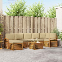 vidaXL Soffgrupper 8 pcs Naturlig och Beige Massivt Akaciaträ