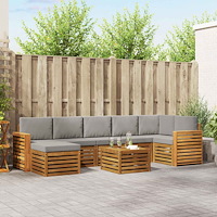 vidaXL Soffgrupper 8 pcs Naturlig och Ljus Grå Massivt Akaciaträ