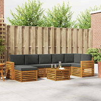 vidaXL Soffgrupper 8 pcs Naturlig och Antracit Massivt Akaciaträ