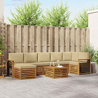 vidaXL Soffgrupper 8 pcs Naturlig och Beige Massivt Akaciaträ
