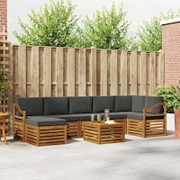 vidaXL Soffgrupper 8 pcs Naturlig och Antracit Massivt Akaciaträ