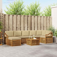 vidaXL Soffgrupper 8 pcs Naturlig och Beige Massivt Akaciaträ