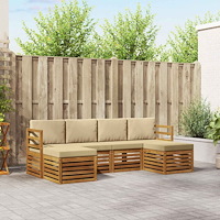 vidaXL Soffgrupper 6 pcs Naturlig och Beige Massivt Akaciaträ