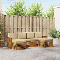 vidaXL Soffgrupper 6 pcs Naturlig och Beige Massivt Akaciaträ