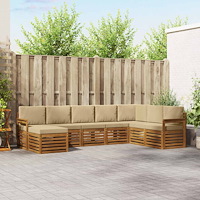 vidaXL Soffgrupper 8 pcs Naturlig och Beige Massivt Akaciaträ