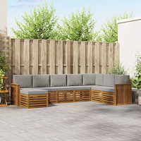 vidaXL Soffgrupper 8 pcs Naturlig och Ljus Grå Massivt Akaciaträ