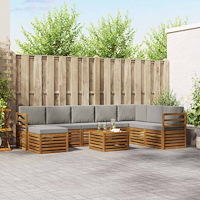 vidaXL Soffgrupper 9 pcs Naturlig och Ljus Grå Massivt Akaciaträ