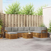 vidaXL Soffgrupper 9 pcs Naturlig och Ljus Grå Massivt Akaciaträ