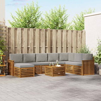 vidaXL Soffgrupper 9 pcs Naturlig och Ljus Grå Massivt Akaciaträ