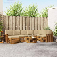 vidaXL Soffgrupper 9 pcs Naturlig och Beige Massivt Akaciaträ