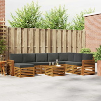 vidaXL Soffgrupper 9 pcs Naturlig och Antracit Massivt Akaciaträ