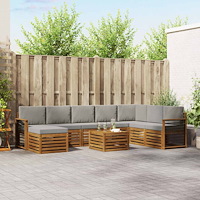 vidaXL Soffgrupper 9 pcs Naturlig och Ljus Grå Massivt Akaciaträ
