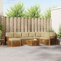 vidaXL Soffgrupper 9 pcs Naturlig och Beige Massivt Akaciaträ