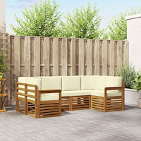 vidaXL Soffgrupper 6 pcs Naturlig och Grädde Massivt Akaciaträ