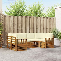 vidaXL Soffgrupper 6 pcs Naturlig och Grädde Massivt Akaciaträ