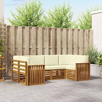 vidaXL Soffgrupper 6 pcs Naturlig och Grädde Massivt Akaciaträ