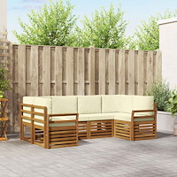 vidaXL Soffgrupper 6 pcs Naturlig och Grädde Massivt Akaciaträ