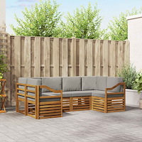 vidaXL Soffgrupper 6 pcs Naturlig och Ljus Grå Massivt Akaciaträ