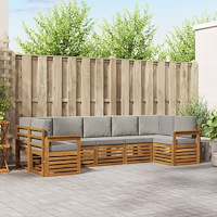 vidaXL Soffgrupper 7 pcs Naturlig och Ljus Grå Massivt Akaciaträ