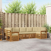 vidaXL Soffgrupper 7 pcs Naturlig och Beige Massivt Akaciaträ