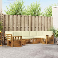 vidaXL Soffgrupper 7 pcs Naturlig och Grädde Massivt Akaciaträ