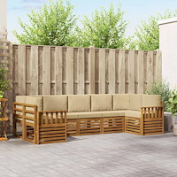 vidaXL Soffgrupper 7 pcs Naturlig och Beige Massivt Akaciaträ