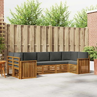 vidaXL Soffgrupper 7 pcs Naturlig och Antracit Massivt Akaciaträ