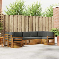 vidaXL Soffgrupper 7 pcs Naturlig och Antracit Massivt Akaciaträ