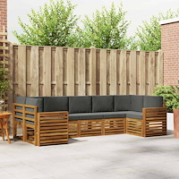 vidaXL Soffgrupper 7 pcs Naturlig och Antracit Massivt Akaciaträ