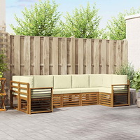 vidaXL Soffgrupper 7 pcs Naturlig och Grädde Massivt Akaciaträ