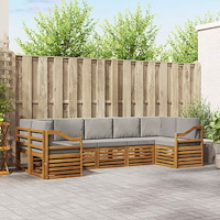 vidaXL Soffgrupper 7 pcs Naturlig och Ljus Grå Massivt Akaciaträ