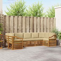 vidaXL Soffgrupper 7 pcs Naturlig och Beige Massivt Akaciaträ