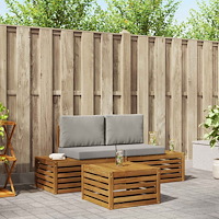 vidaXL Utomhussoffset med kudde 3 Stycke Naturlig och Ljus Grå