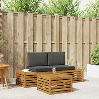 vidaXL Utomhussoffset med kudde 3 Stycke Naturlig och Antracit