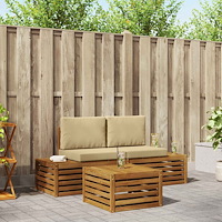 vidaXL Utomhussoffset med kudde 3 Stycke Naturlig och Beige