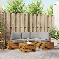 vidaXL Soffgrupper med kudde 5 Stycke Naturlig och Ljus Grå