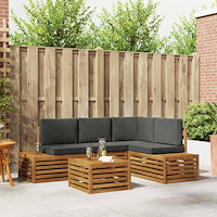 vidaXL Soffgrupper med kudde 5 Stycke Naturlig och Antracit