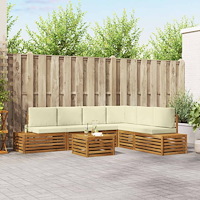 vidaXL Utomhussoffset med kudde 7 Stycke Naturlig och Grädde