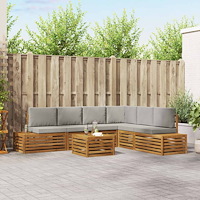 vidaXL Utomhussoffset med kudde 7 Stycke Naturlig och Ljus Grå