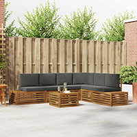 vidaXL Utomhussoffset med kudde 7 Stycke Naturlig och Antracit