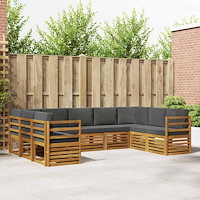 vidaXL Soffgrupper 9 pcs Naturlig och Antracit Massivt Akaciaträ