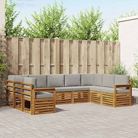 vidaXL Soffgrupper 9 pcs Naturlig och Ljus Grå Massivt Akaciaträ