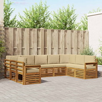 vidaXL Soffgrupper 9 pcs Naturlig och Beige Massivt Akaciaträ