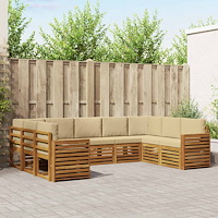 vidaXL Soffgrupper 9 pcs Naturlig och Beige Massivt Akaciaträ