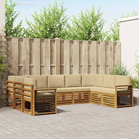 vidaXL Soffgrupper 9 pcs Naturlig och Beige Massivt Akaciaträ
