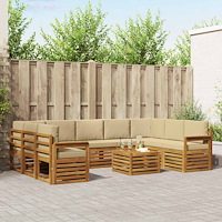 vidaXL Soffgrupper 10 pcs Naturlig och Beige Massivt Akaciaträ