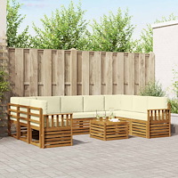 vidaXL Soffgrupper 10 pcs Naturlig och Grädde Massivt Akaciaträ