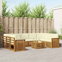 vidaXL Soffgrupper 10 pcs Naturlig och Grädde Massivt Akaciaträ