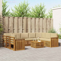 vidaXL Soffgrupper 10 pcs Naturlig och Beige Massivt Akaciaträ