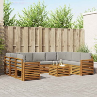 vidaXL Soffgrupper 10 pcs Naturlig och Ljus Grå Massivt Akaciaträ